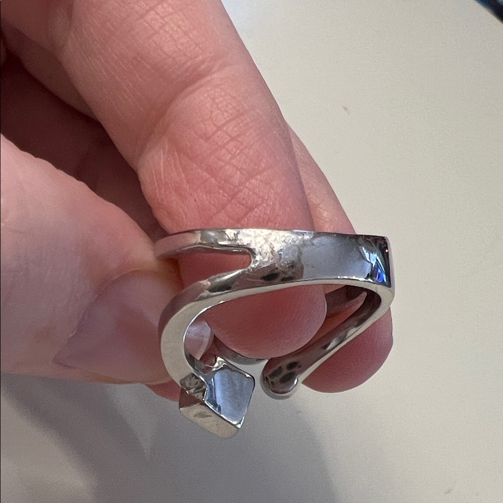 Lia Sophia Comet Ring Silver Tone with Teal White Blue & Green Stones Size 8 - Picture 5 of 7